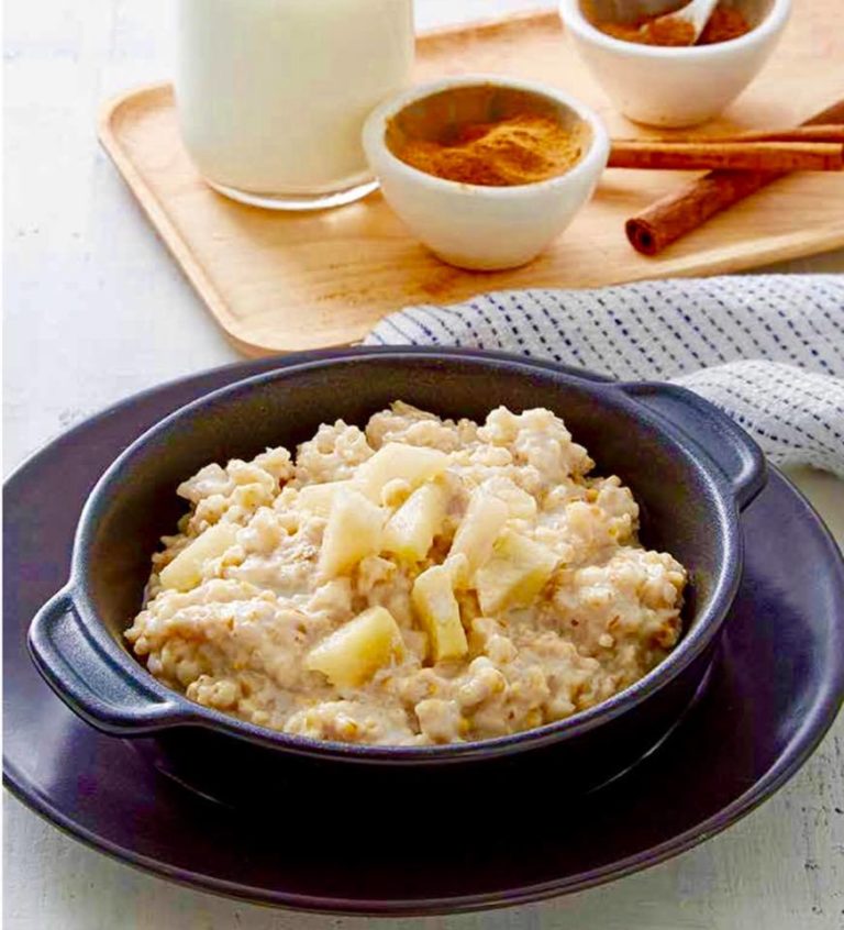 Slow Cooker Overnight Apple Oatmeal Prepared for Baby and Family